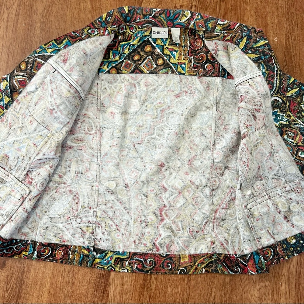 Chico's Multicolor Patterned Button Collar Jacket - image 9